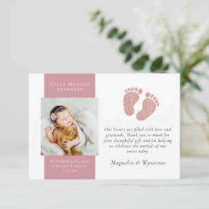 New Baby Thank You Photo Glitter Feet Card