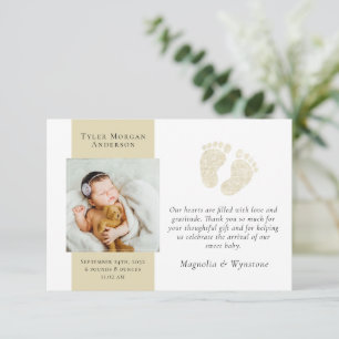 New Baby Thank You Photo Gold Glitter Feet Card