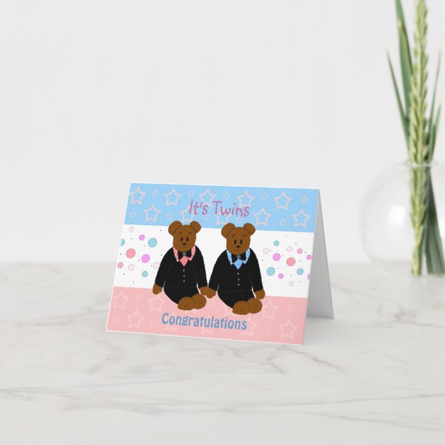 New Baby Twins Card (Front)