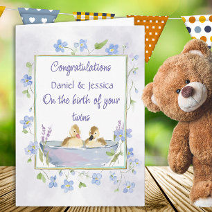 New Baby Twins Ducklings Congratulations Card