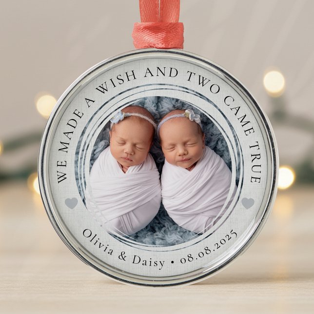 New Baby Twins Photo Keepsake First Christmas Metal Tree Decoration (Creator Uploaded)