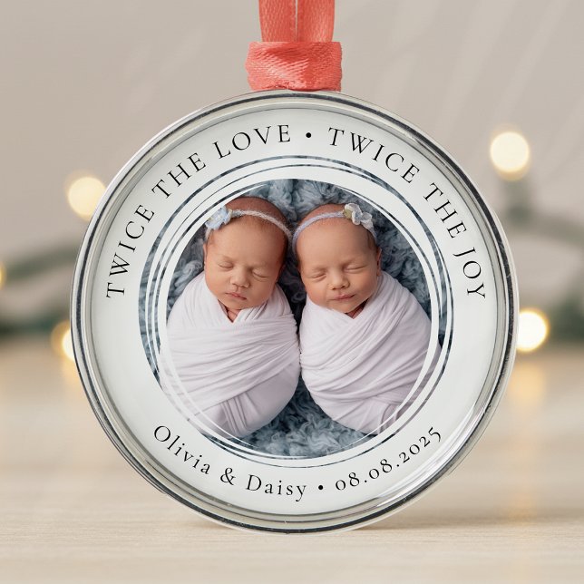 New Baby Twins Photo Keepsake First Christmas Metal Tree Decoration (Creator Uploaded)