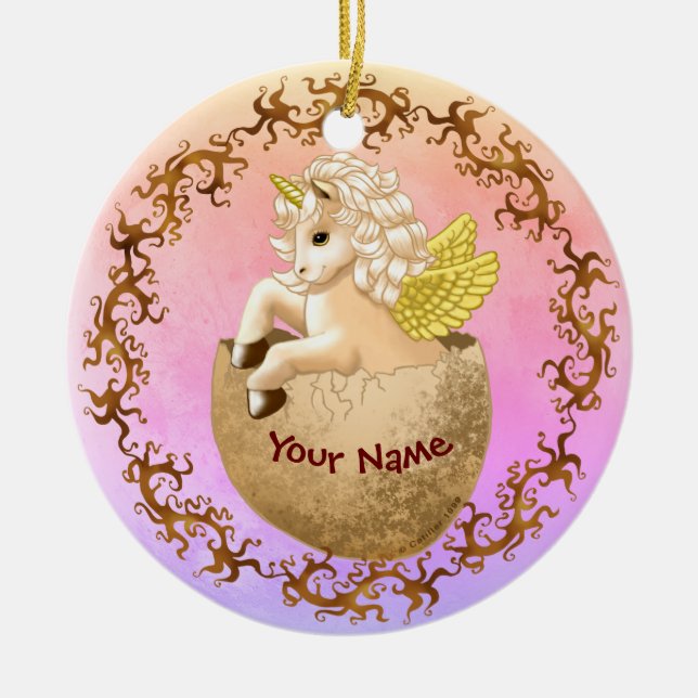 New Baby Unicorn Ceramic Tree Decoration (Front)
