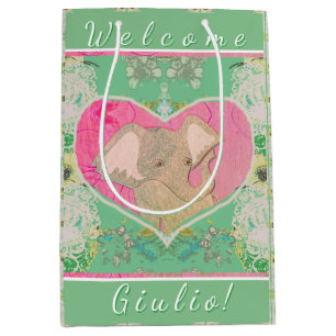 New Baby w/Elephant Medium Gift Bag
