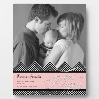 New Baby Zig Zag Chevron Modern Personalised Photo Plaque