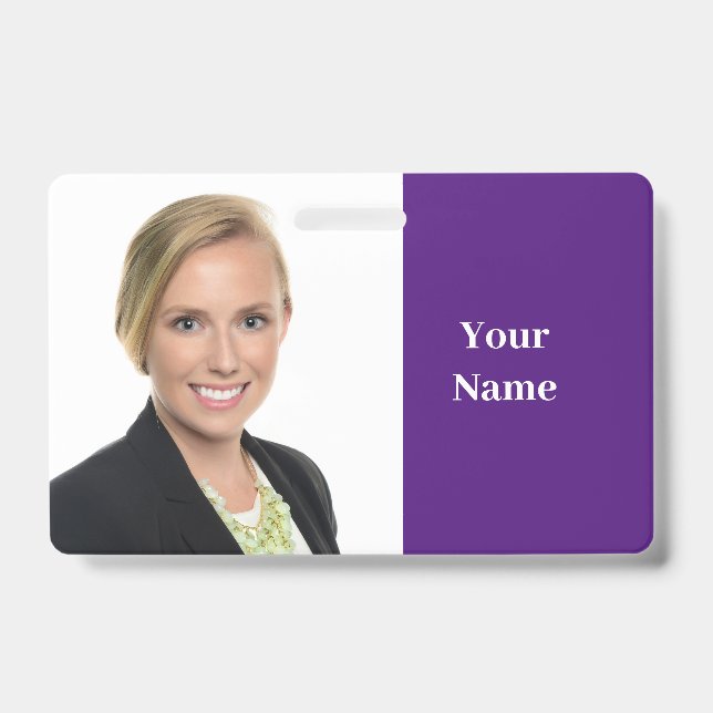 NEW! Badge - Horizontal - Custom Purple ID Badge (Front)