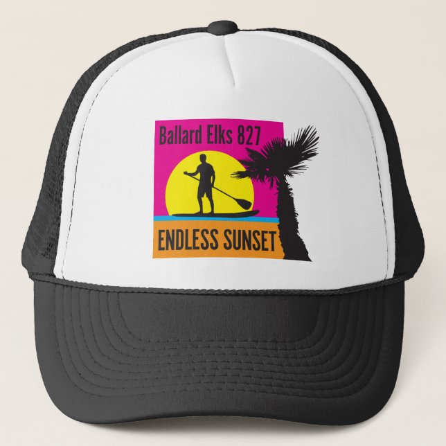 NEW BAR FUNDRAISER Endless Sunset Trucker Hat (Front)