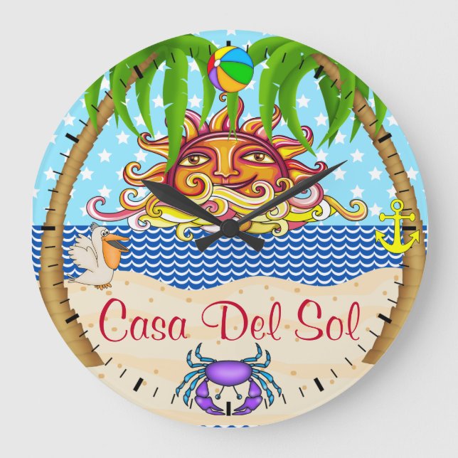 New Beach Sun Ocean Wall Clock - SRF (Front)