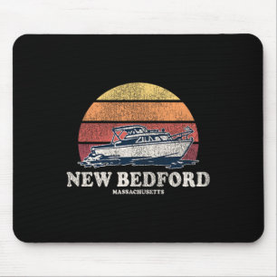 New Bedford Ma Vintage Boating 70s Retro Boat Desi Mouse Pad