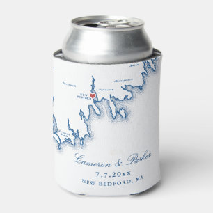 New Bedford Map Wedding Favor Can Cooler