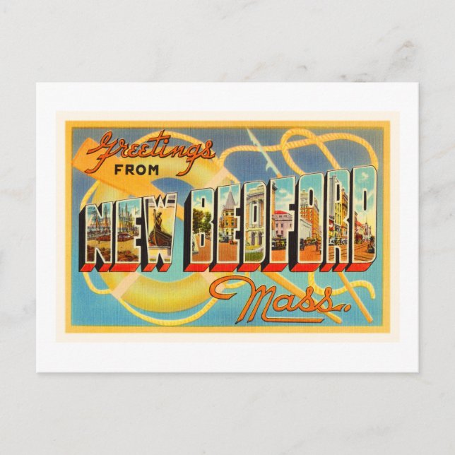 New Bedford Massachusetts MA Old Travel Souvenir Postcard (Front)