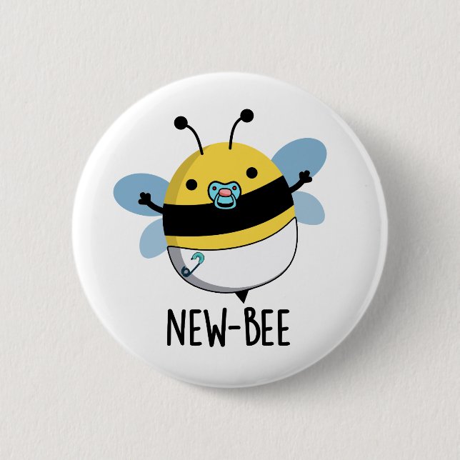 New Bee Funny Insect Bug Pun  6 Cm Round Badge (Front)