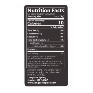 New Bee Pollen Nutrition Facts Jet Black