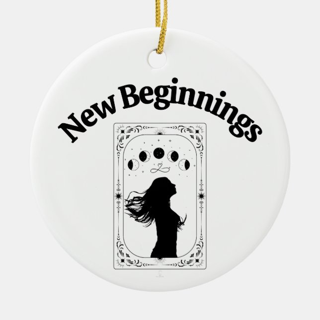 New Beginnings Breakup Divorce Tarot Card Zodiac Ceramic Tree Decoration (Front)