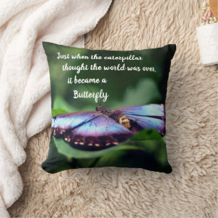 New Beginnings Butterfly Inspirational Quote  Cushion