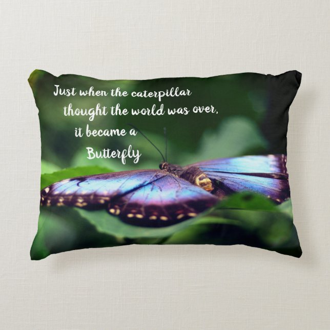 New Beginnings Butterfly Inspirational Quote  Decorative Cushion (Front)