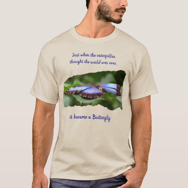 New Beginnings Butterfly Inspirational Quote T-Shirt (Front)