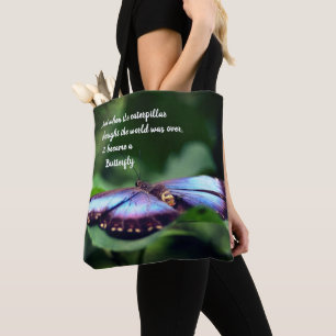 New Beginnings Butterfly Inspirational Quote Tote Bag