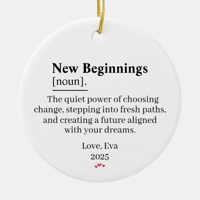 New Beginnings Definition Ornament Gift (Front)