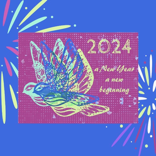 New Beginnings Doves and Peace Happy New Year Postcard (Creator Uploaded)