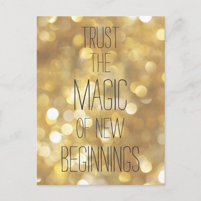 New Beginnings - Gold Inspirational Quote Postcard (Front)