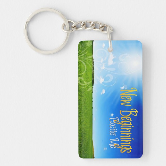 "New beginnings" Motivation Affirmation Key Ring (Front)