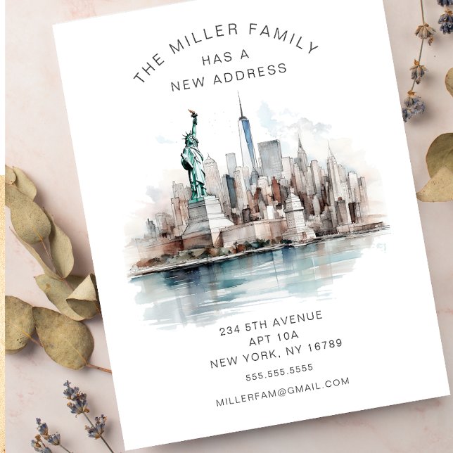 New Beginnings NYC Skyline Moving Announcement  Postcard (Creator Uploaded)