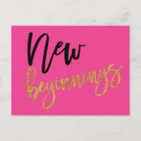 New Beginnings Positivity Quote Hot Pink