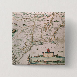 New Belgium, plate from 'Atlas Contractus' c.1671 15 Cm Square Badge