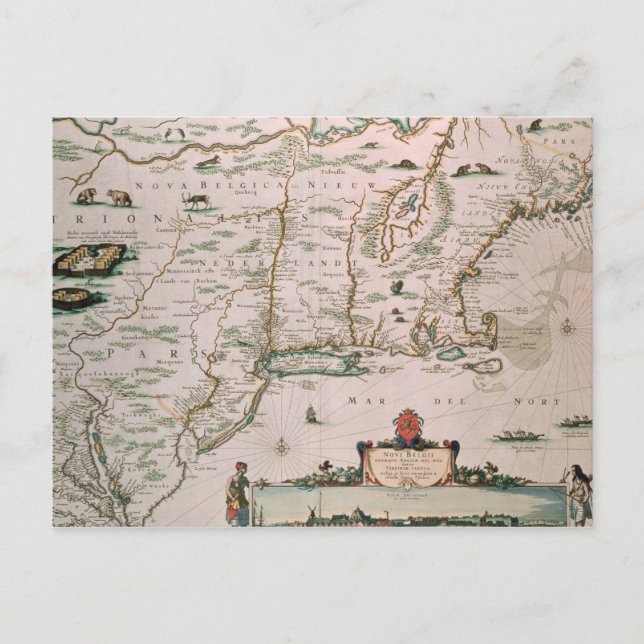 New Belgium, plate from 'Atlas Contractus' c.1671 Postcard (Front)