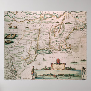 New Belgium, plate from 'Atlas Contractus' c.1671 Poster
