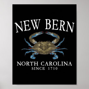 New Bern North Carolina Crab Town Since 1710 White Poster