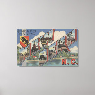 New Bern, North Carolina - Large Letter Scenes Canvas Print