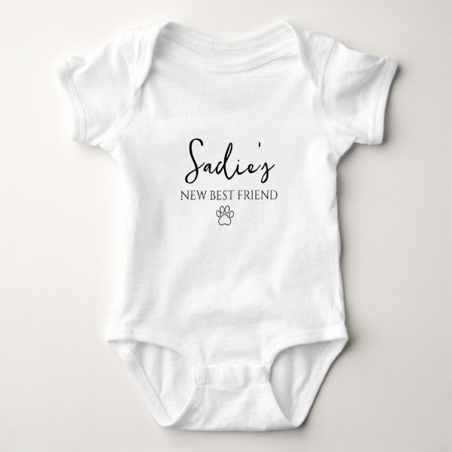 New Best Friend  Baby Announcement Bodysuit (Front)