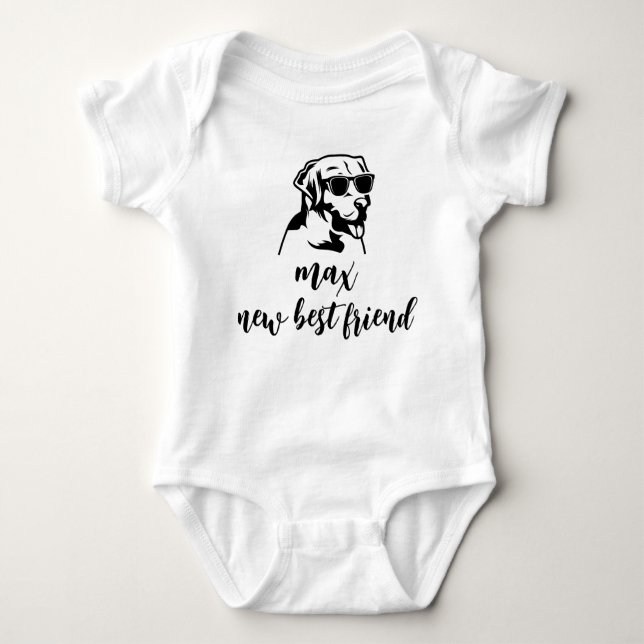 New best friend Personalised Dog Name Baby Gift Bodysuit (Front)