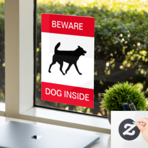 NEW! Beware Dog Inside - Window Cling