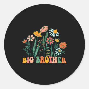 New Big Brother Wildflower First Birthday &amp; Ba Classic Round Sticker
