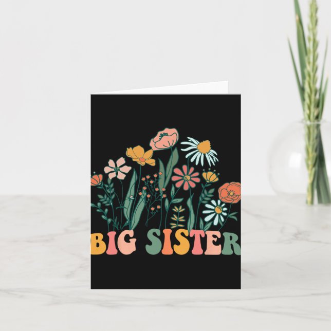 New Big Sister Wildflower First Birthday &amp; Bab Card (Front)