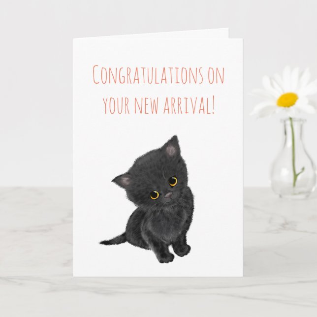 New black kitten congratulations card (Small Plant)