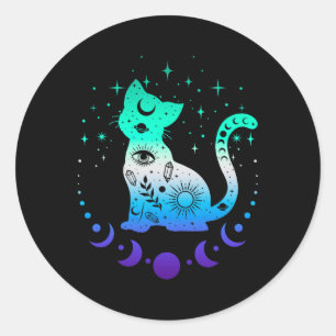 New Blue Gay Male Mlm Pride Flag, Astrology Cat  Classic Round Sticker