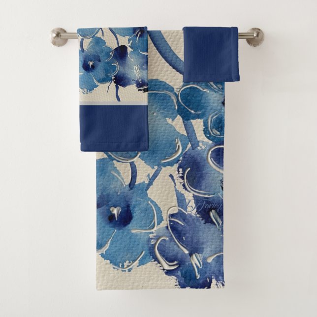 New Blue Poppies Towel Set (Insitu)