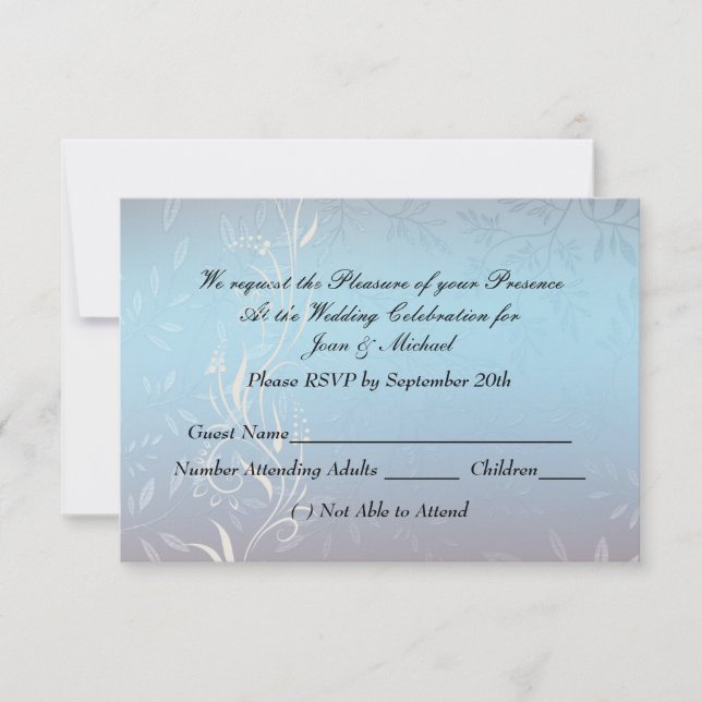New Blue Wedding RSVP Card (Front)