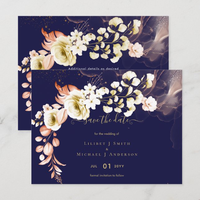 NEW! Boho Floral Wedding Save Dates Postcard (Front/Back)
