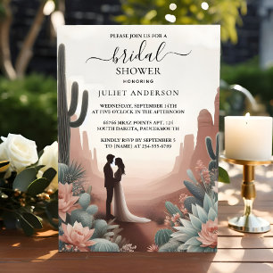 New Boho Leaf Desert Cacti Succulent Bridal Shower Invitation