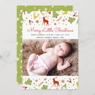 New Born Baby First Christmas Lovely Cute Photo Holiday Card