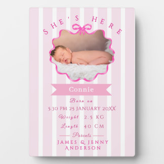 New Born Baby Girl Announcement Plaque