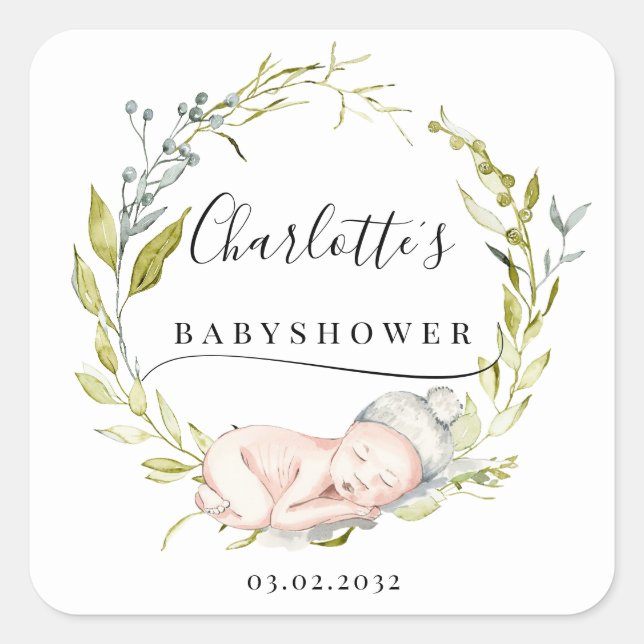 New Born-Eucalyptus-Wreath Square Sticker (Front)