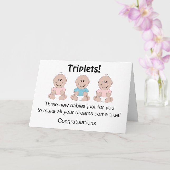New Born Triplets Card (Orchid)