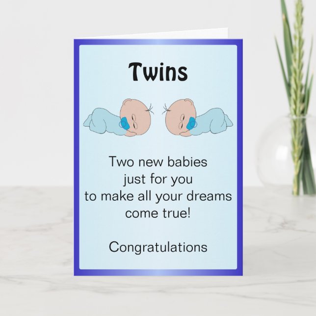 New Born Twin Boys Customised Card (Front)