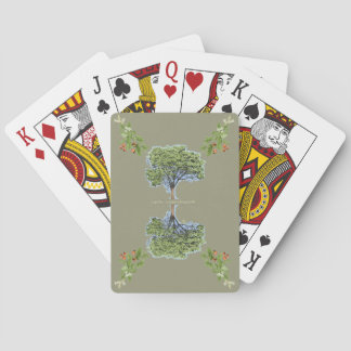 New botanical illustration Copaiba tree khaki Playing Cards
